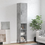 Credenza-Buffet-Armadio da cucina Grigio Cemento 34,5x34x180 cm in Legno Multistrato 592134