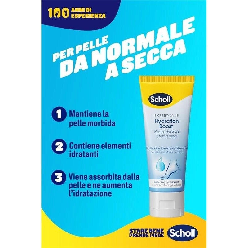 SCHOLL CREMA HYDRATION BOOST CREMA PIEDI ARRICCHITA PER IDRATARE LA PELLE SECCA PIEDI PIÙ MORBIDI E LISCI 75 ML