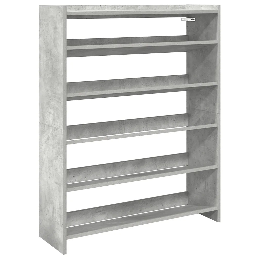 Scarpiera-Scaffale per scarpe Grigio Cemento 80x25x100 cm in Legno Multistrato