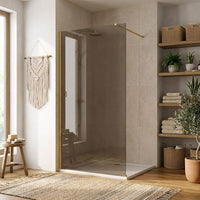 Parete Doccia Rea Flexi Brown / Brush Gold 140