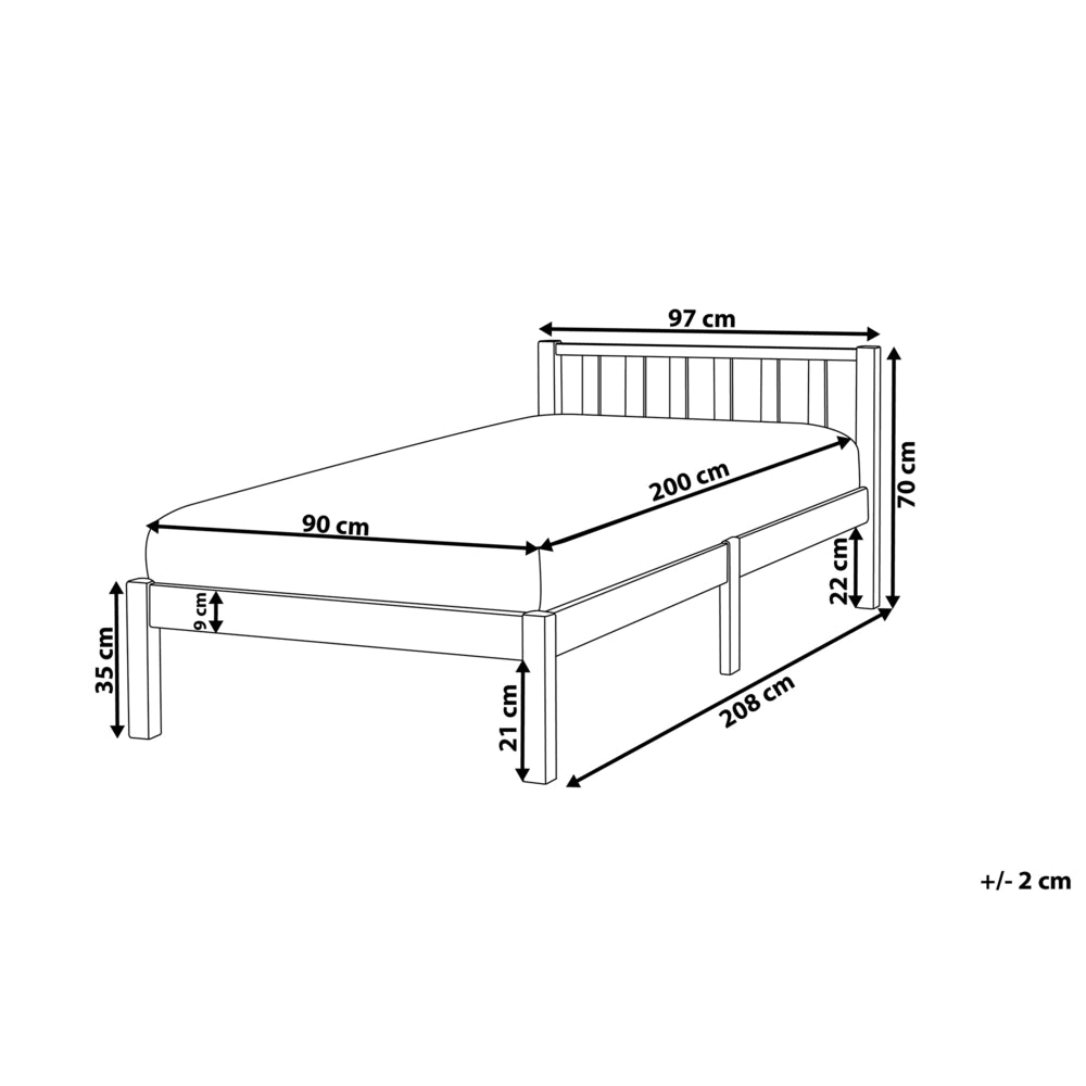 Letto singolo in legno di pino bianco 90 x 200 cm rete a doghe