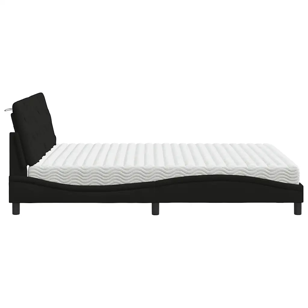 Letto con Materasso Nero 160x200 cm in Tessuto 3310750