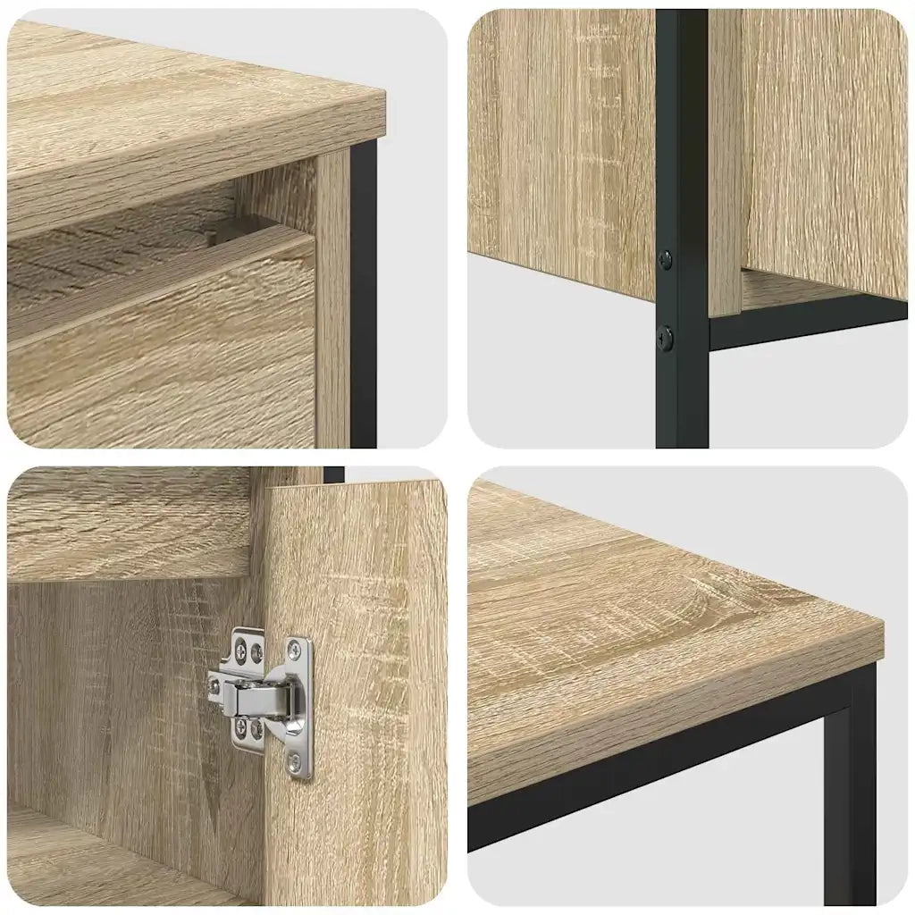 Set di mobili per il bagno con porta 3 pcs Rovere Sonoma e Nero 3328395