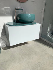 MOB.BAGNO 76 CM DELFO LACC + LAVABO + TOP CERAMICA SMERALDO