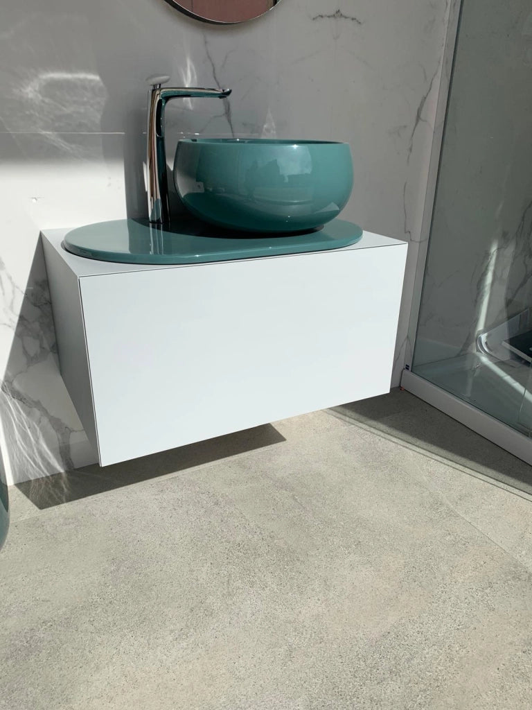 MOB.BAGNO 76 CM DELFO LACC + LAVABO + TOP CERAMICA SMERALDO