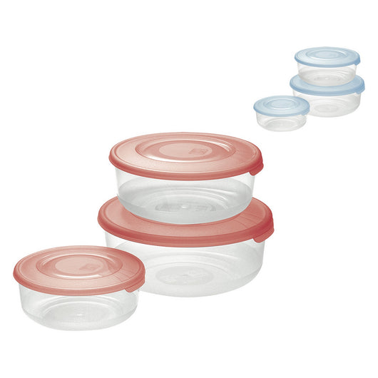 contenitore tondo in plastica set 'frigo box' coperchio acqua trasparente cod:ferx.8410917nlm