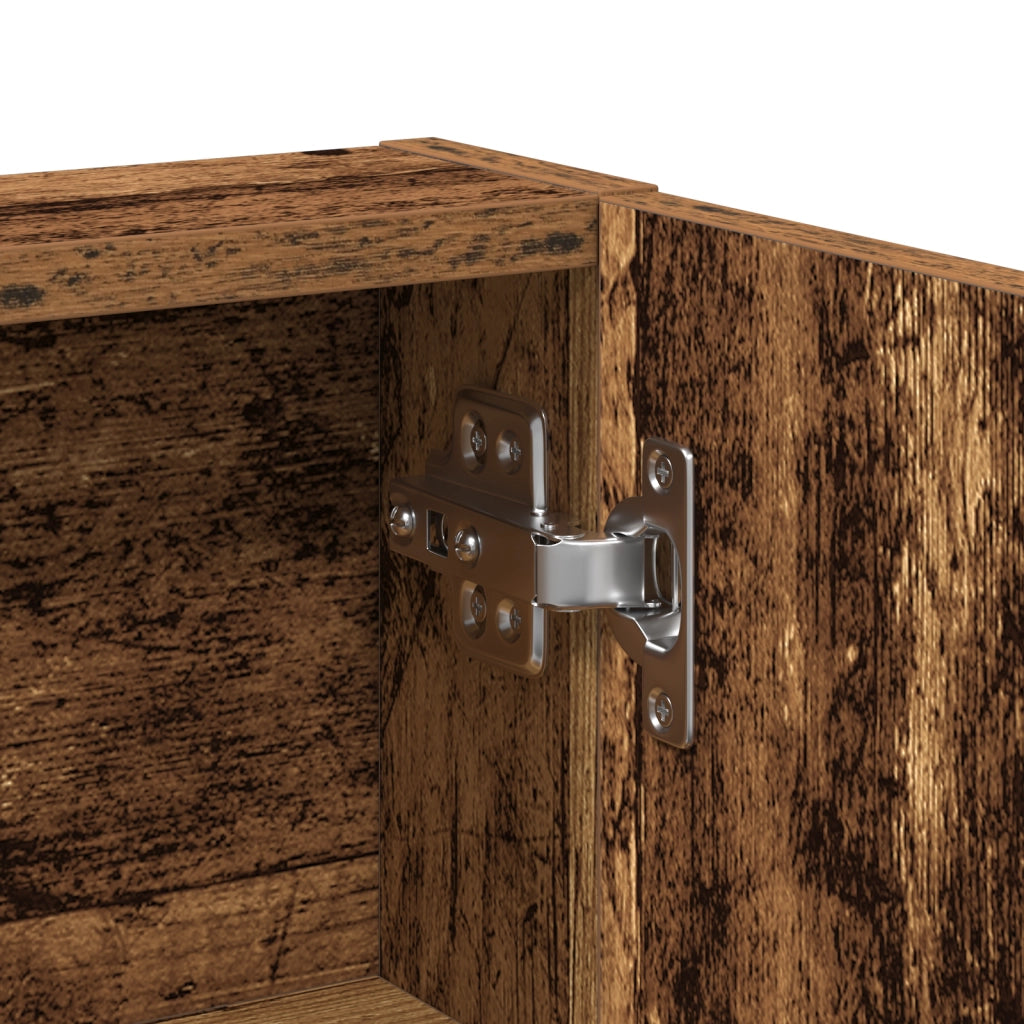 Tavolo da trucco con specchio e luci a LED in legno vecchio e legno ingegnerizzato