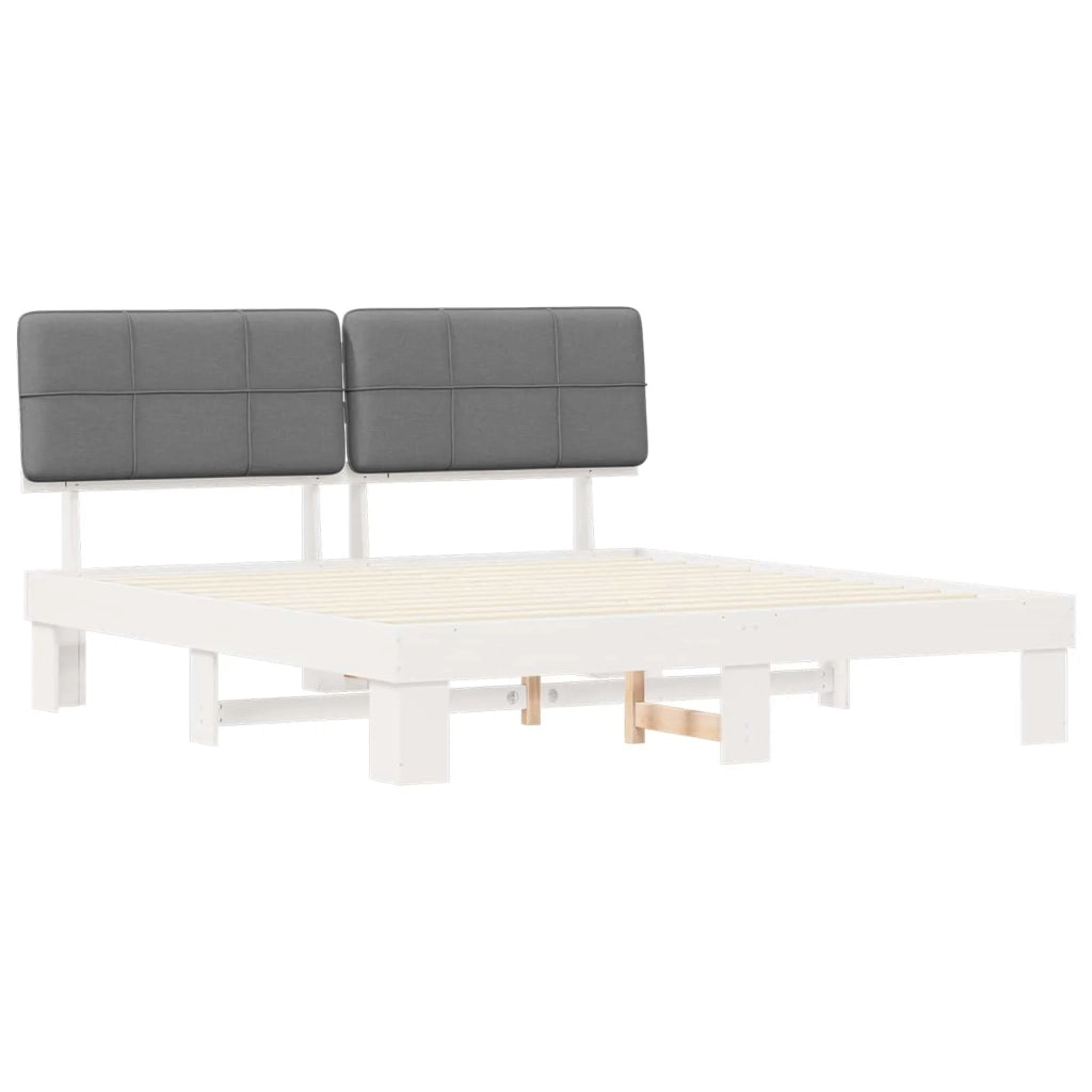 Letto con Testiera Rivestita Grigio chiaro 200 x 200 cm