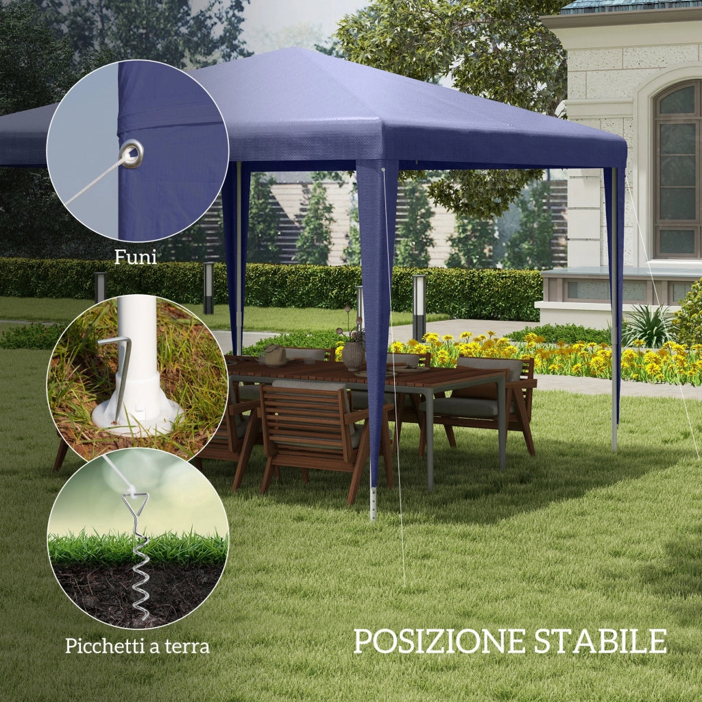 Gazebo da Giardino 293x293x252H cm Pieghevole e Portatile con Copertura Anti UV Blu