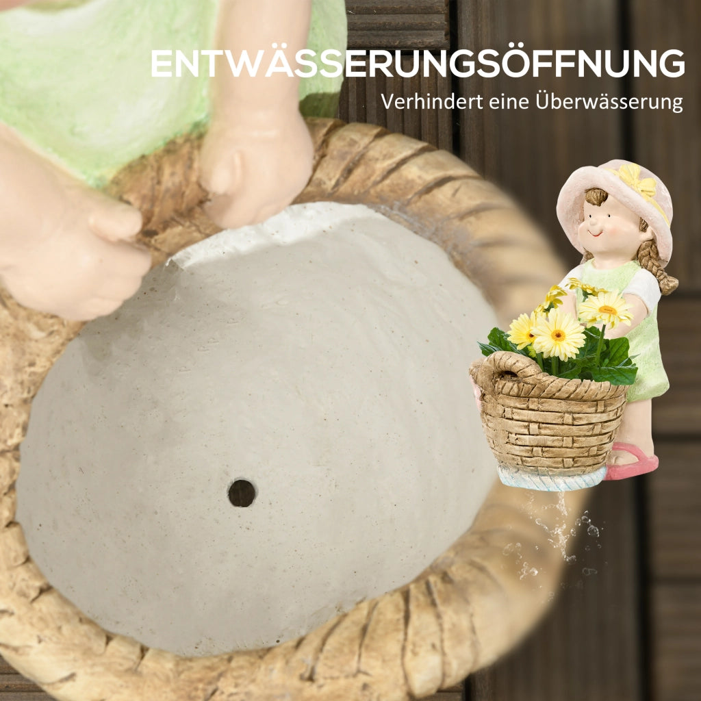 Figura da giardino M?dchen mit Blumenkorb ¨C zephmum ¨C 20x30x40 cm