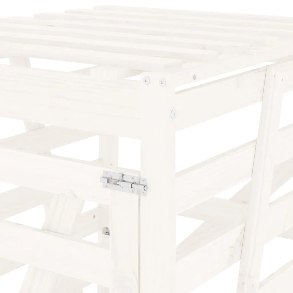Copribidone Bianco 84x90x128,5 cm in Legno Massello di Pino 825101