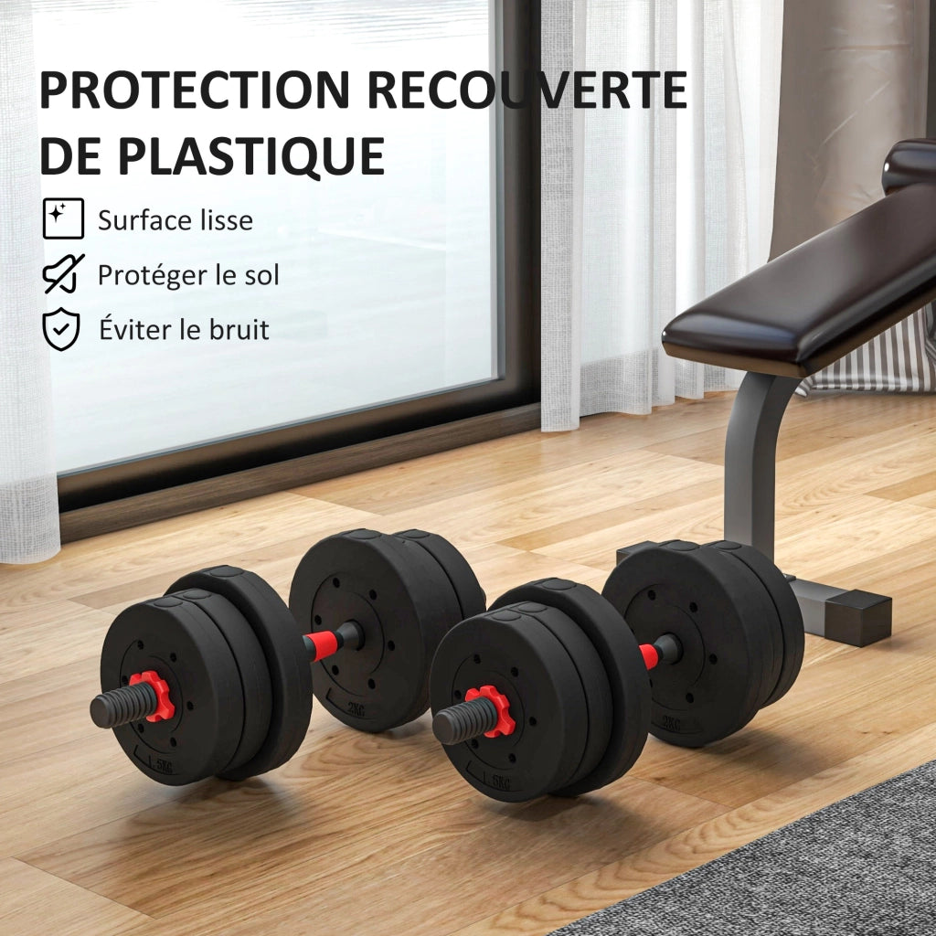 Set di manubri 20 kg regolabile 2 in 1 con barre incluse ¨C zephmum ¨C per allenamento muscolare e sollevamento pesi