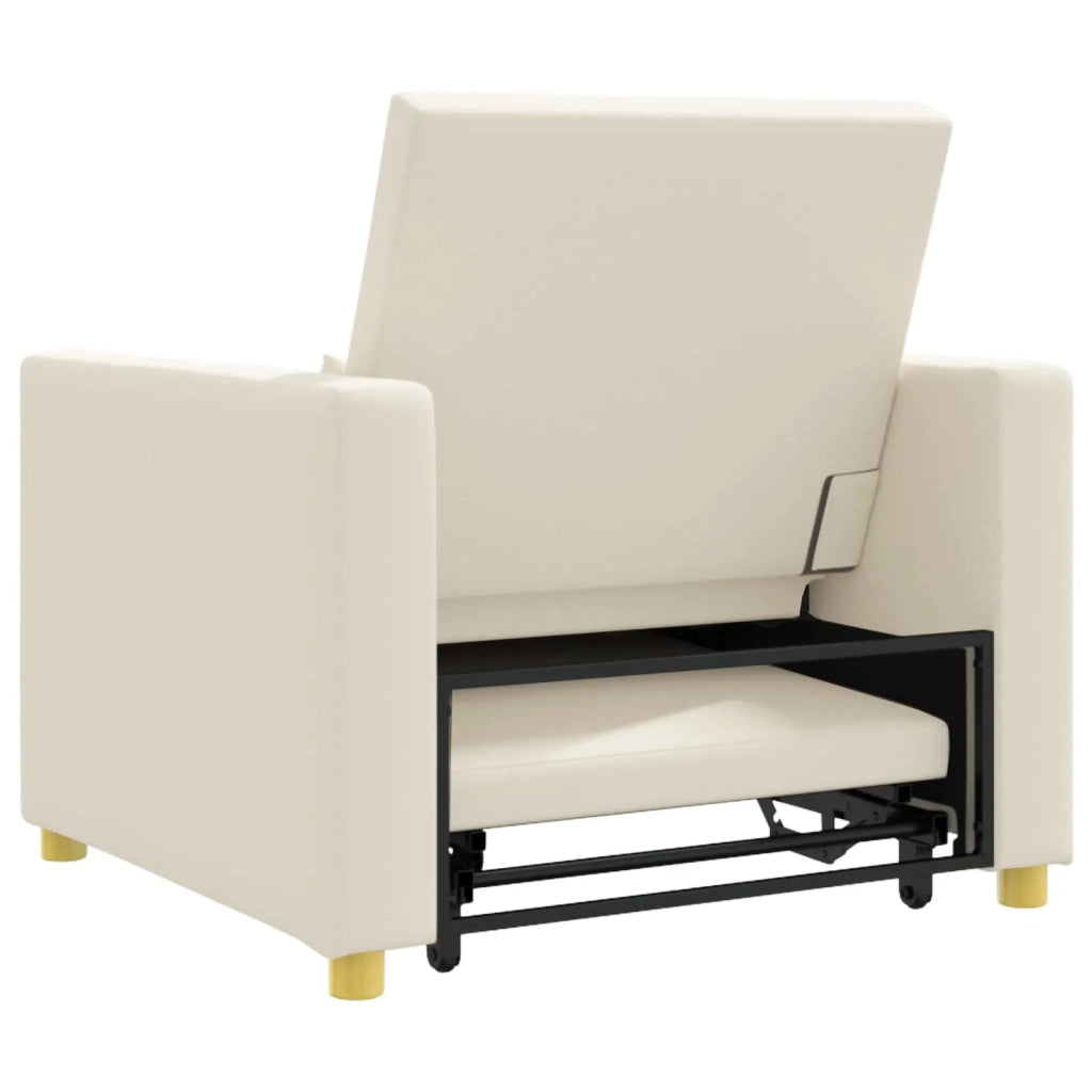 Divano letto | Sof¨¤ letto | Letto singolo estraibile singolo Bianco crema 90 x 165 x 87 cm