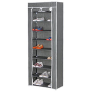 Set di 4 Scarpiere Armadio In Tnt 9 Ripiani Con Struttura Metallo 61x30x160cm Grigio