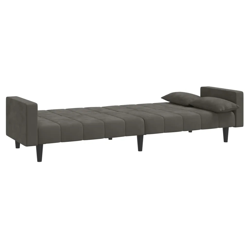 Divano letto | Sof¨¤ letto | Letto singolo a 2 Posti con 2 Cuscini Grigio Scuro in Velluto