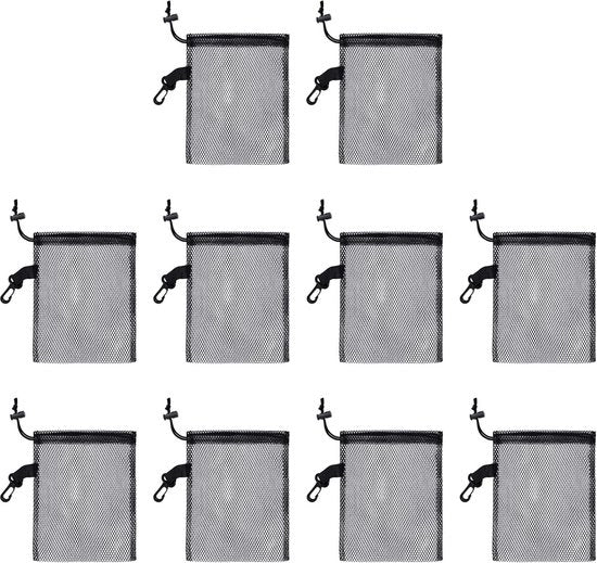 10 sacchi di rete con cordoncino per sacchi di stoccaggio - contenitore per collezione di giocattoli - adatto per articoli sportivi - contenitori per regali e gioielli da pacchi - nero.