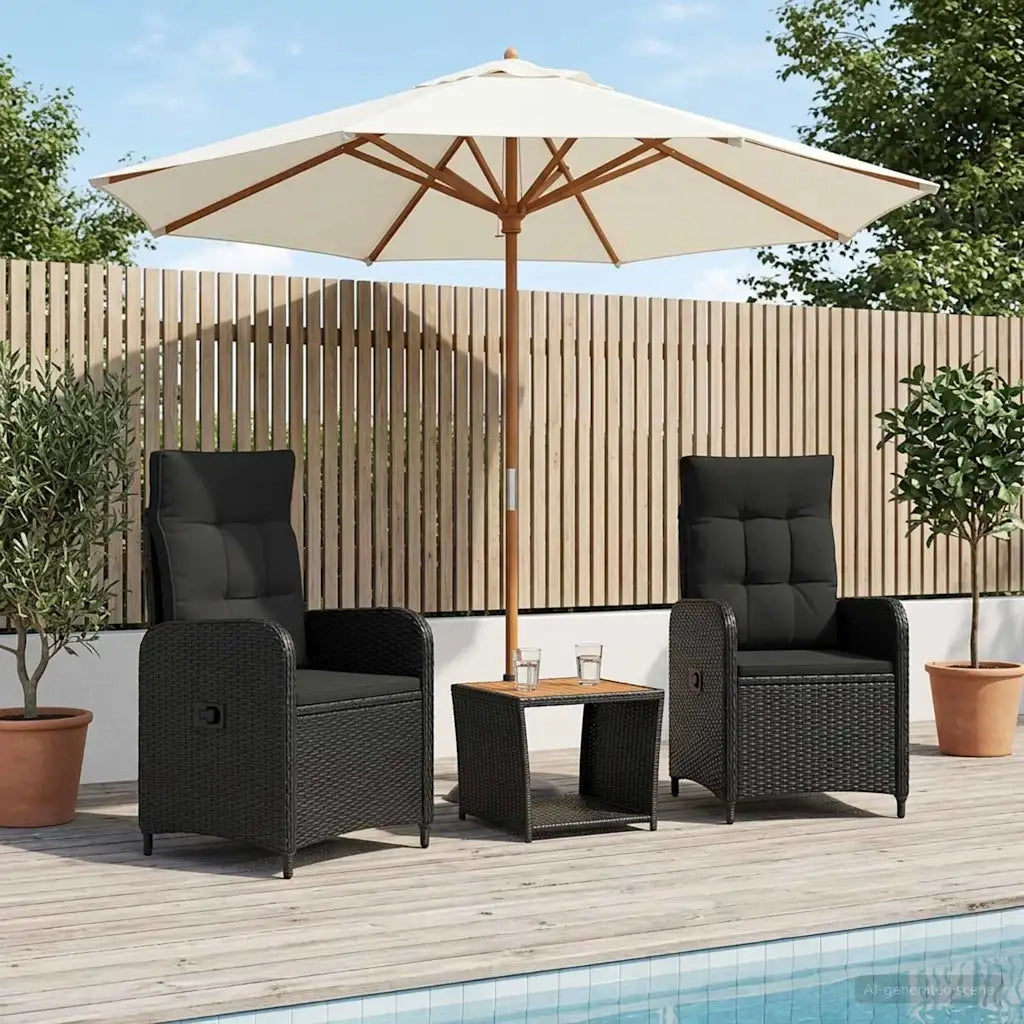 Set Lounge da Giardino 3 pz Nero 3422347