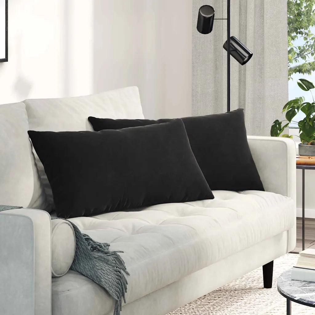 Cuscini da Divano 2 pz-Set di 2 Cuscini per Sofa Nero 80 x 40 cm Tessuto in Cords