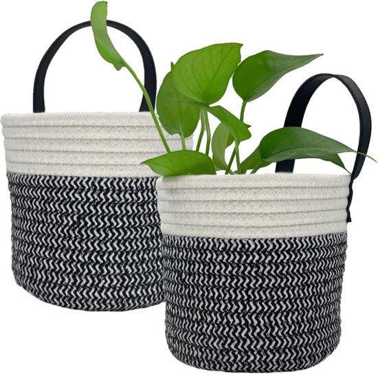 Mand per Bambini con Maniglie in Pelle, 2 Pack, per Piccoli Bambini con Corda in Cotone