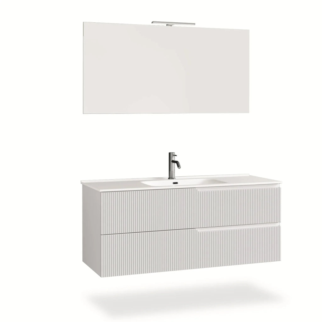 Mobile bagno composizione 4 pezzi L.121 P.46,5 H.190 cm VENERE colore bianco opaco