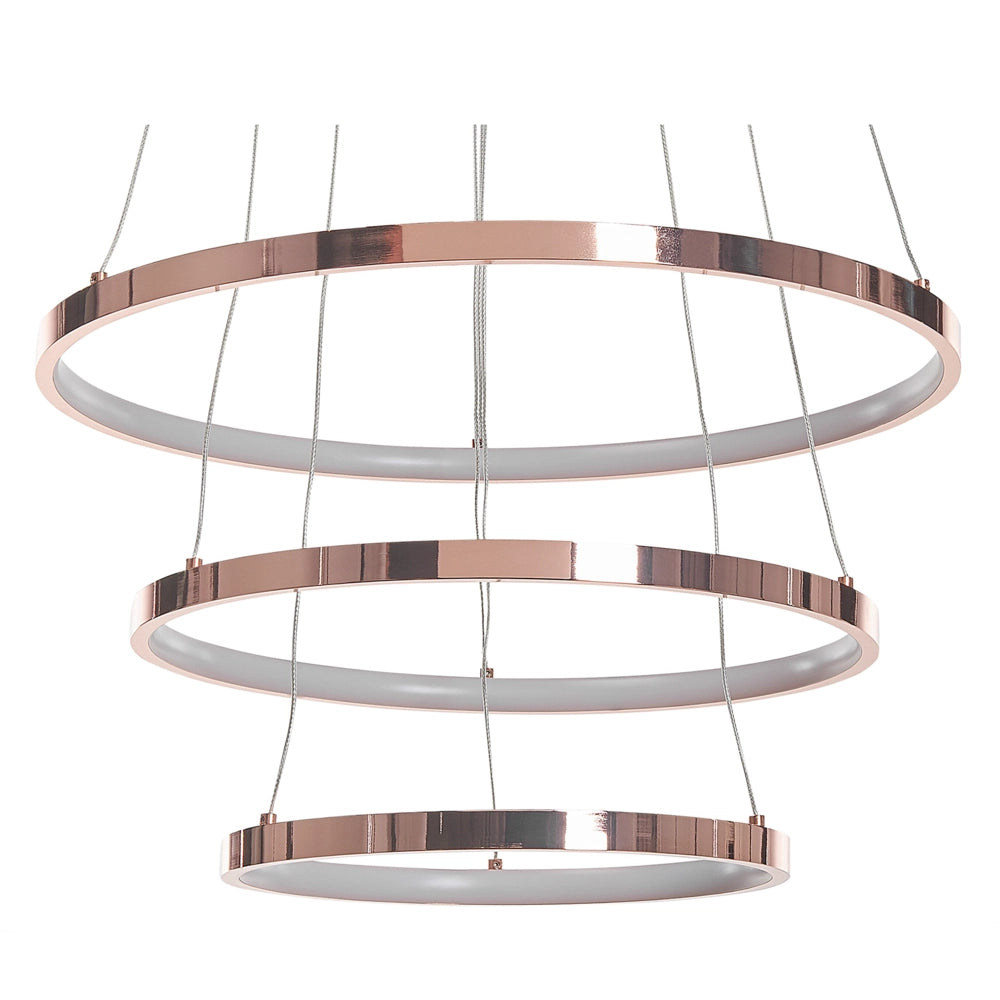 Lampada a Sospensione Moderna Illuminazione Integrata LED 3 Anelli Rotondi Oro Rosa