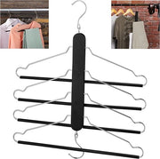 4 appigli per abiti con cinturino di stoffa - spazievend - legno metallo - nero