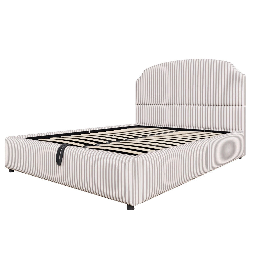 Letto imbottito 140x200 cm con contenitore e testiera ampia in tessuto