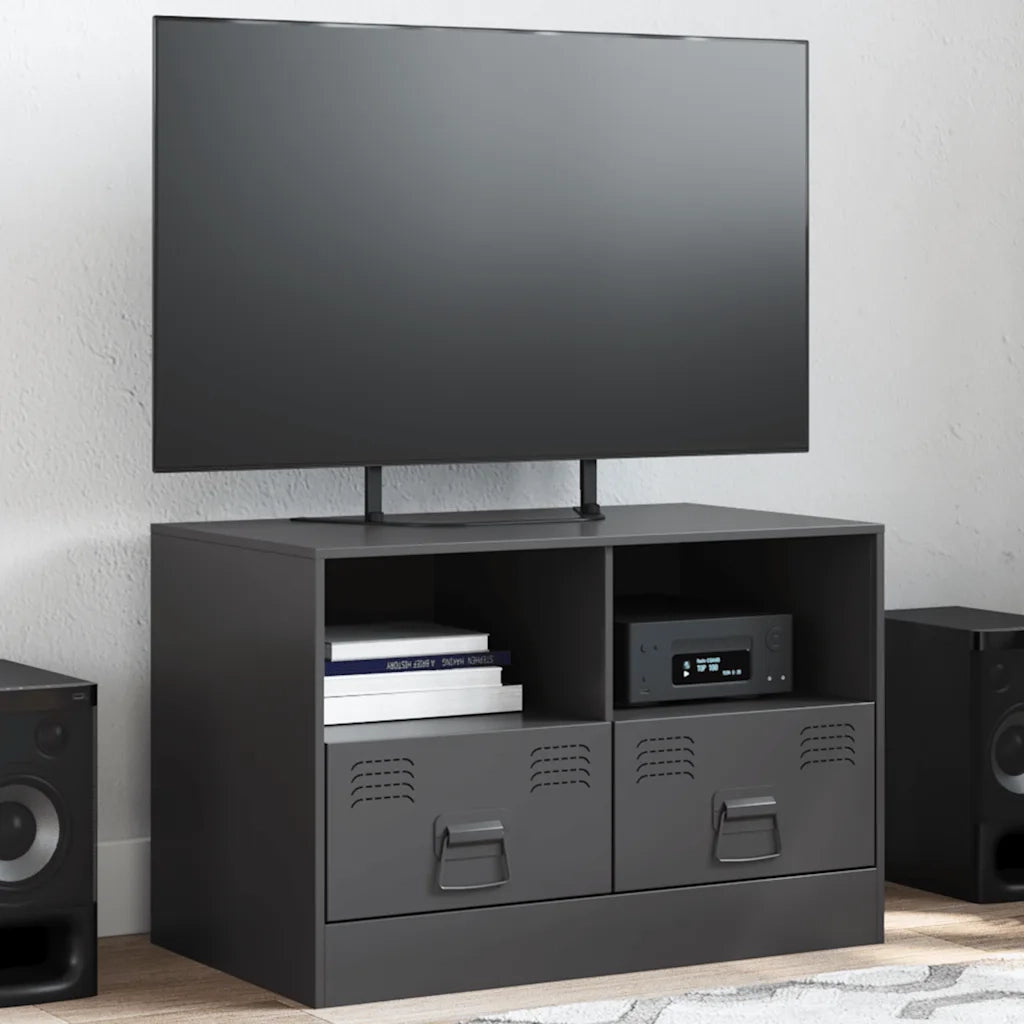 Mobile TV-Credenza per TV-Console TV Nero 67x39x44 cm in Acciaio 822294