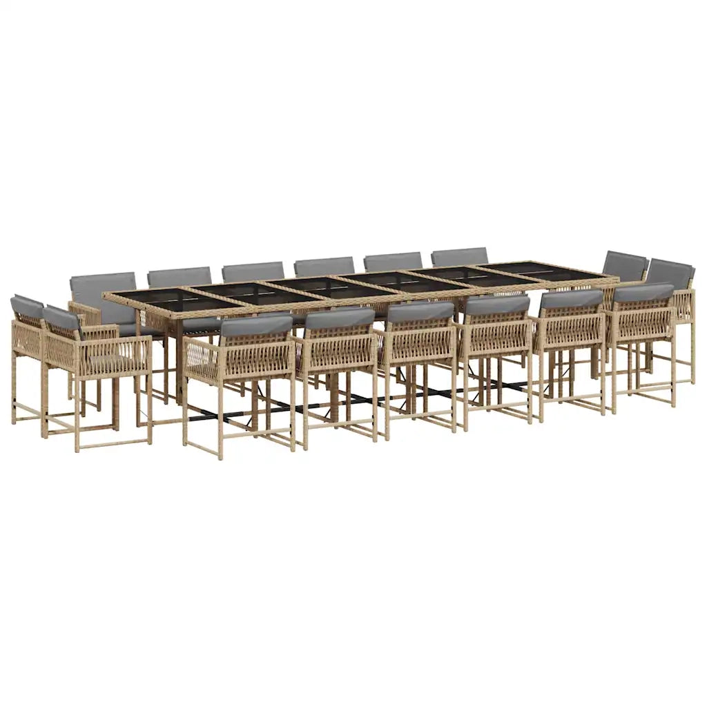Set Pranzo da Giardino 17 pz con Cuscini Beige Misto Polyrattan 3211608