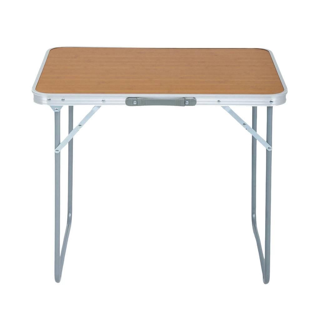 Tavolo da campeggio pieghevole ARES in alluminio effetto legno dimensioni 70x60x50 cm