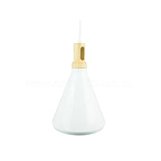 Trade Shop - Lampadario Pendente Lampada A Sospensione Parabola Bianca Base In Legno Vt-7525 -