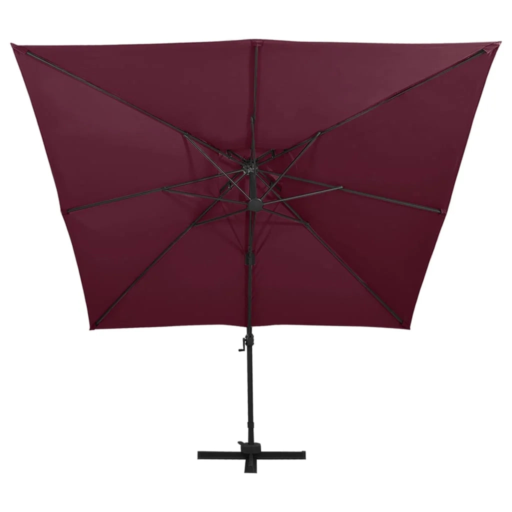 Ombrellone a braccio con doppia copertura 300 x 300 cm rosso bordeaux 02_0008559