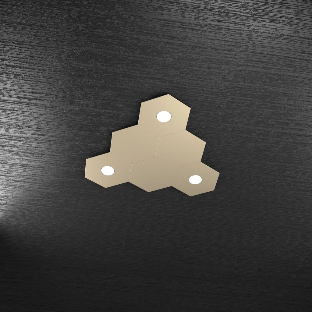 HEXAGON APPLIQUE-PLAFONIERA 3 LUCI + 3 DECORATIVO SABBIA 1142-3L3D-SA