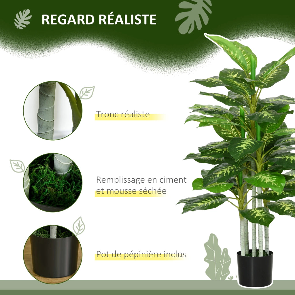Plante artificiale Calathea ¨C zephmum ¨C Altezza 120 cm, vaso cemento, 53 foglie