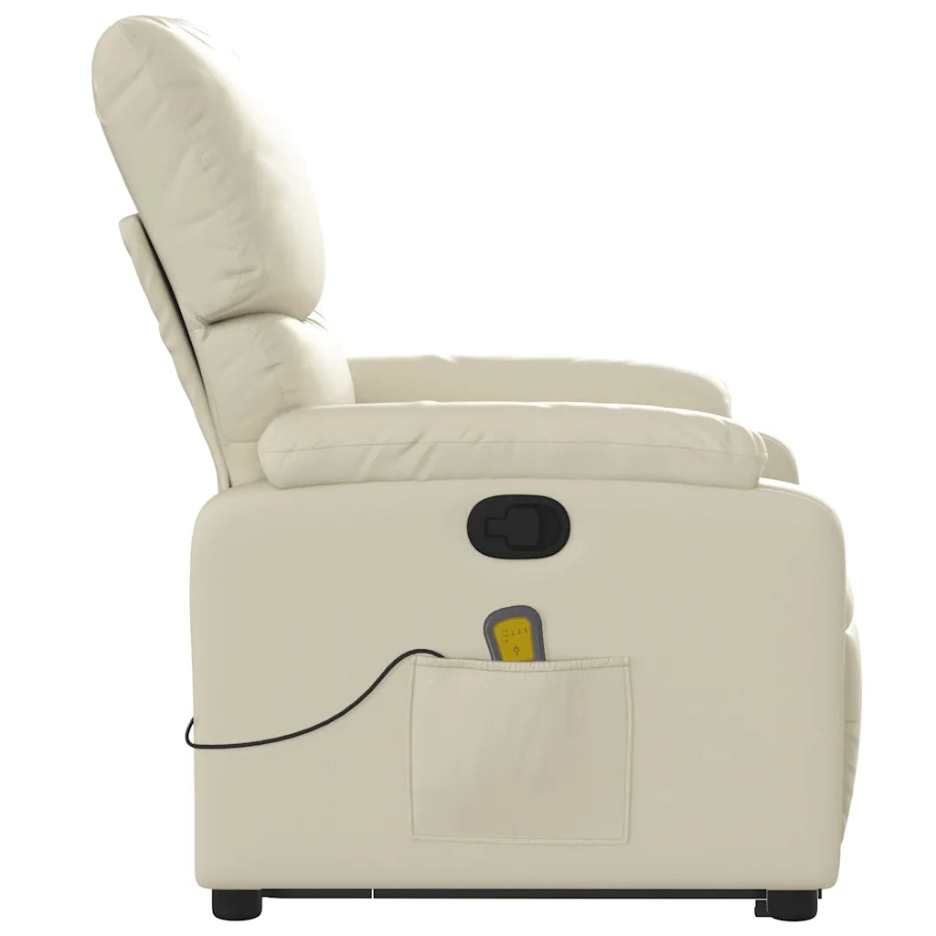 Divano Sedia-Poltrona Alzapersona Reclinabile Massaggio Crema Similpelle 551518