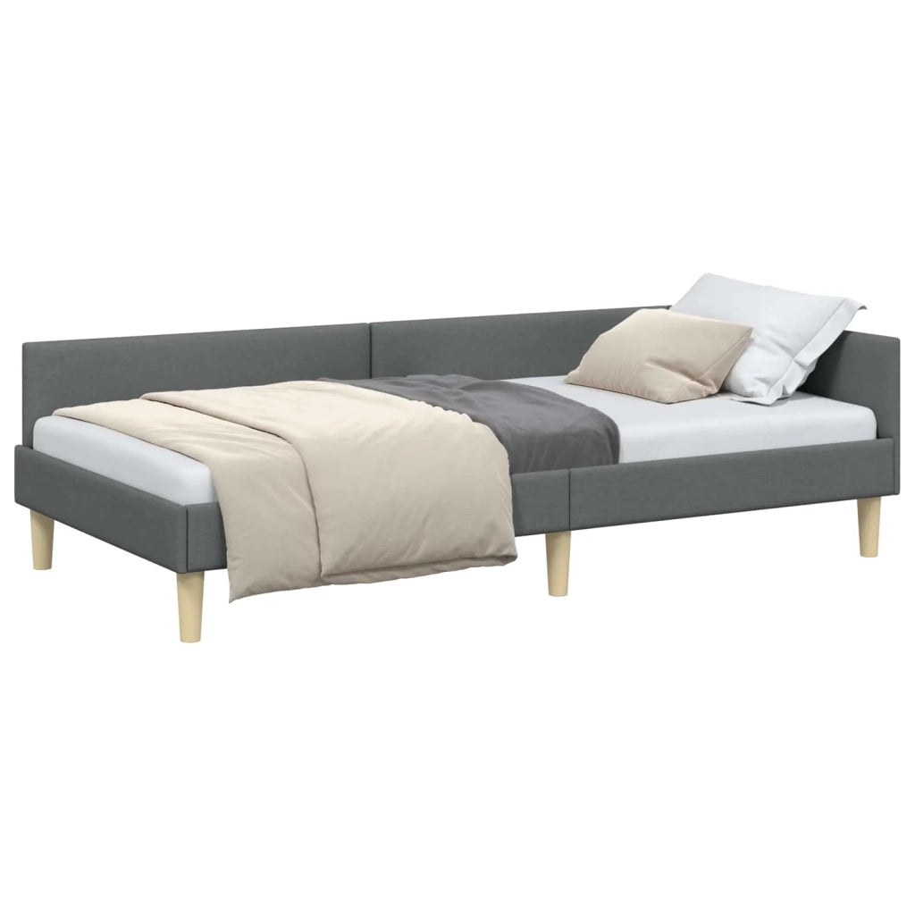 Cornice del letto ad angolo Grigio scuro 80 x 200 cm Tessuto 42016102