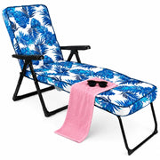 Sedia Sdraio Relax Pieghevole Imbottita con Cuscino Design Floreale 148x63x98cm