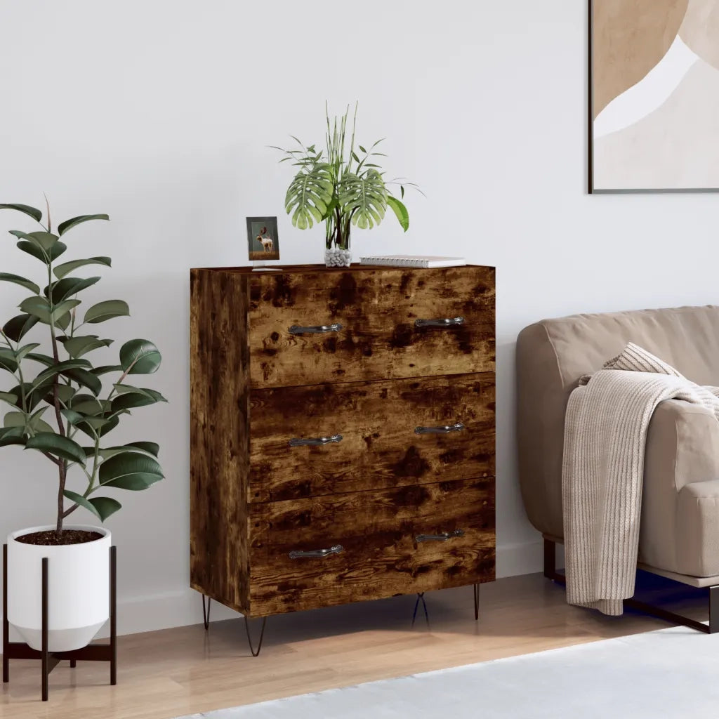 Credenza-Buffet-Armadio da cucina Rovere Fumo 69,5x34x90 cm in Legno Multistrato 604170