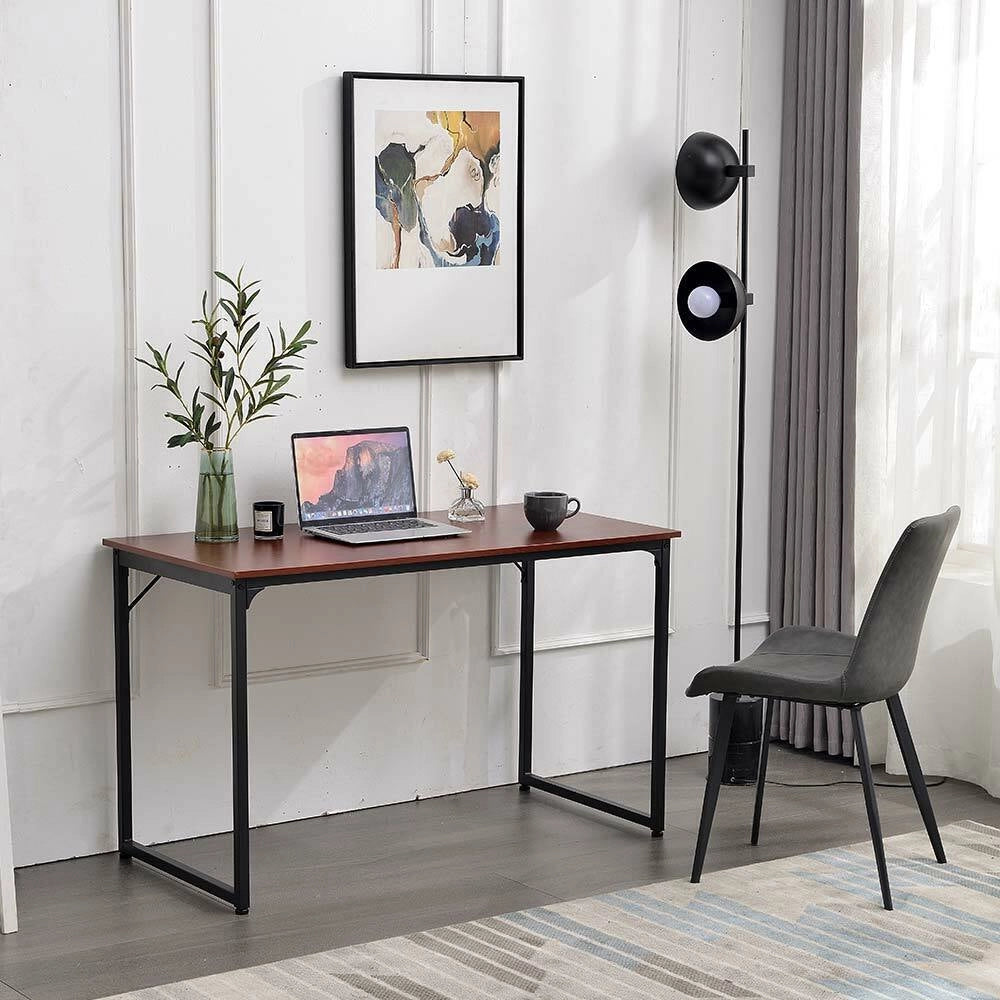 Scrivania Tavolo Porta PC Legno Metallo Casa Ufficio Design Industriale Teak