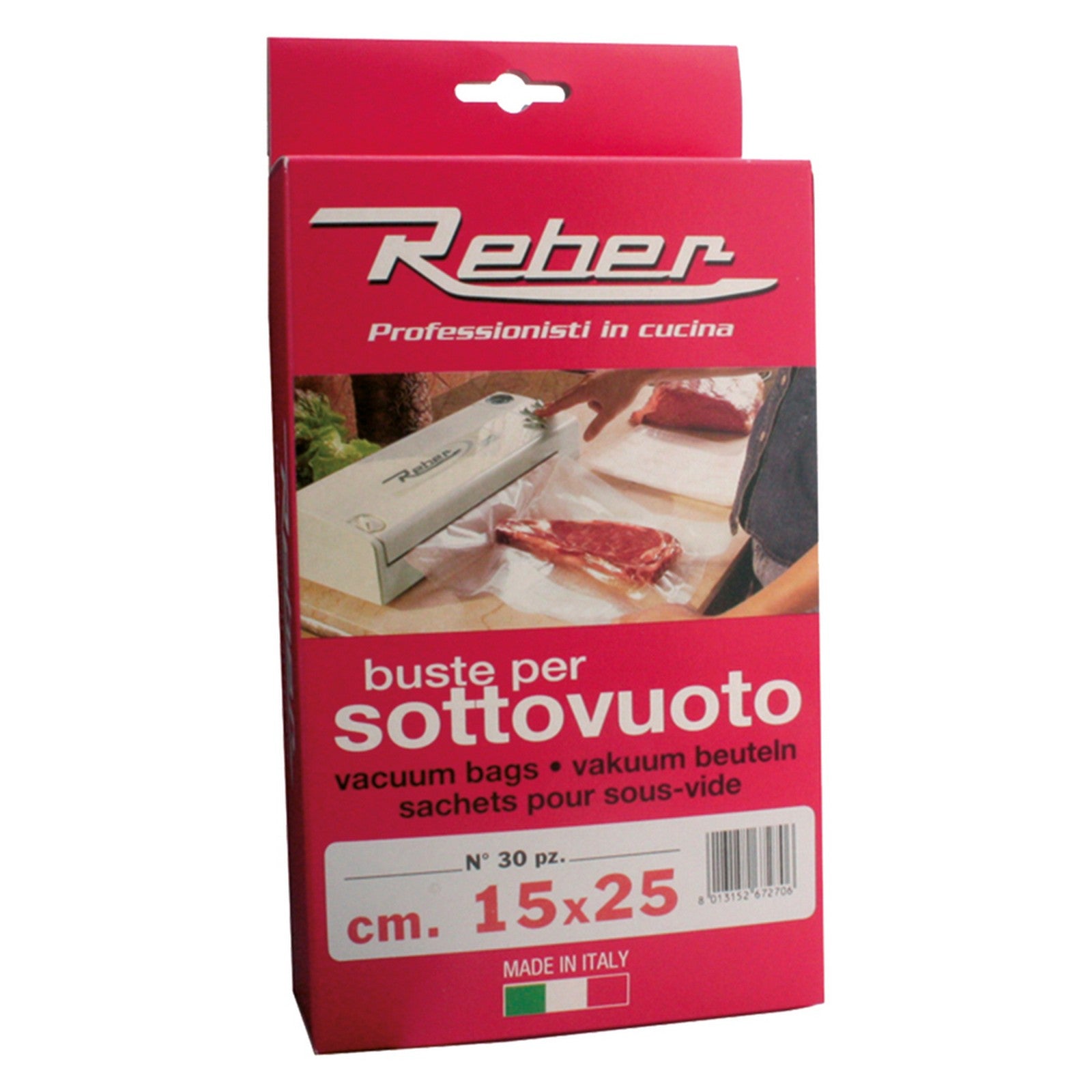 sacchetti pretagliati per sottovuoto 15 x 40 cf.40 pz cod:ferx.801674nlm