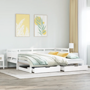 Letto Estraibile con Cassetti senza Materasso Bianco 80x200 cm