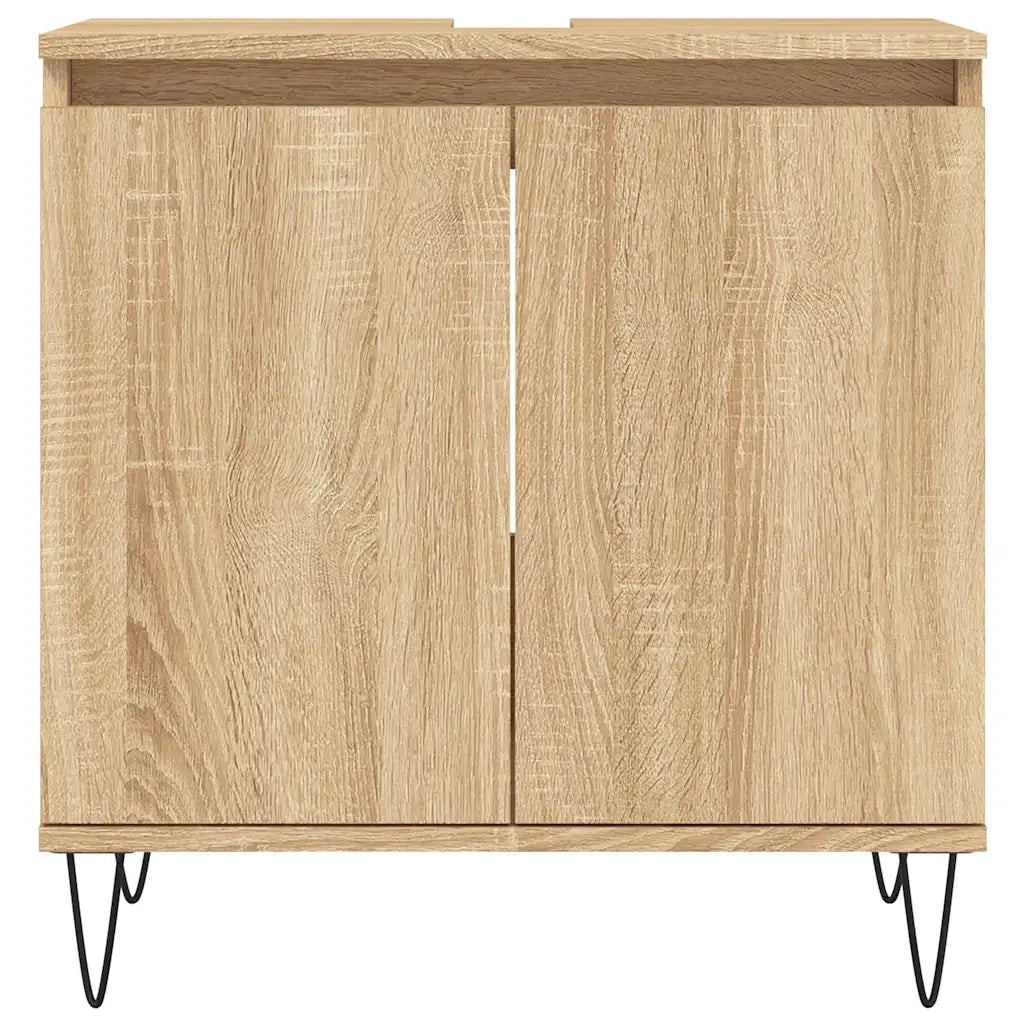 Mobiletto da bagno Sonoma in rovere ampio spazio contenitivo 58 x 33 x 60 cm stile industriale legno composito 02_0049023