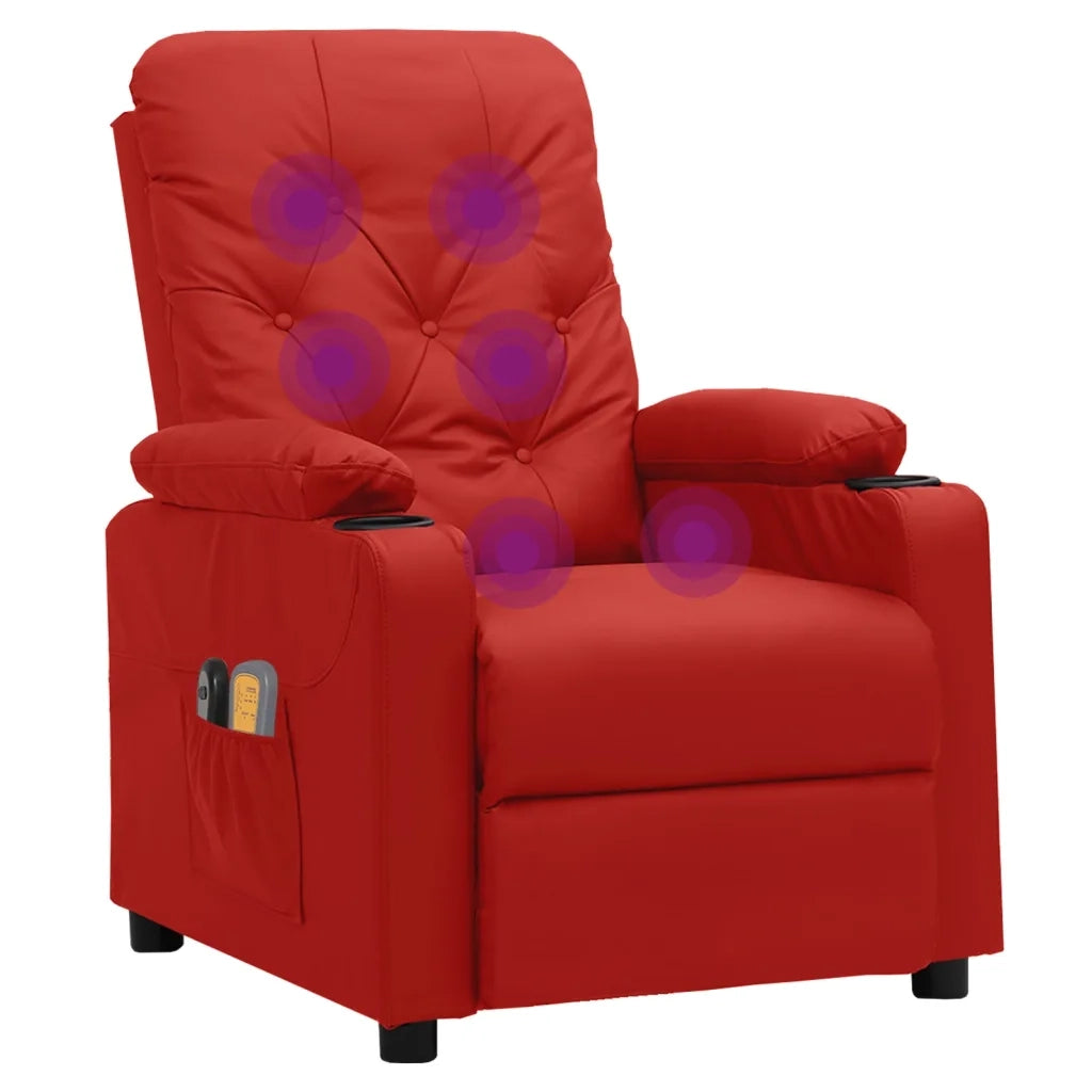 Poltrona Reclinabile Elettrica Rosso Vino in Similpelle