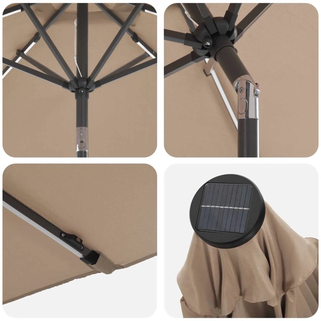 Parasol da Giardino con Luci LED 230 x 230 cm Poliestere 42036250
