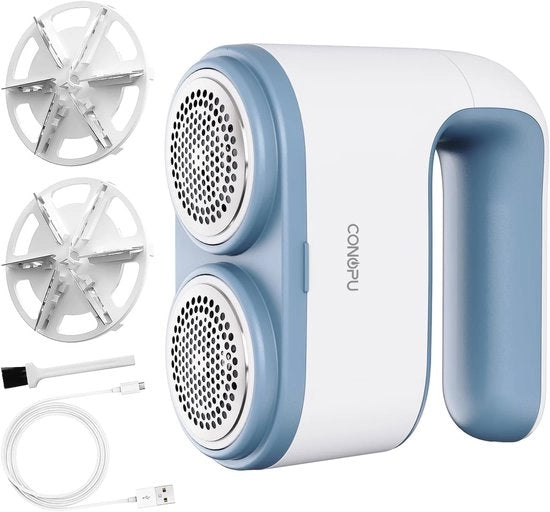 Apparecchio per tagliare le pellicole elettrico - Caricabile via USB-C, 12 lame, per tutti i capi di abbigliamento, inclusi 2 set di pellicole di ricambio e spazzola per pulizia