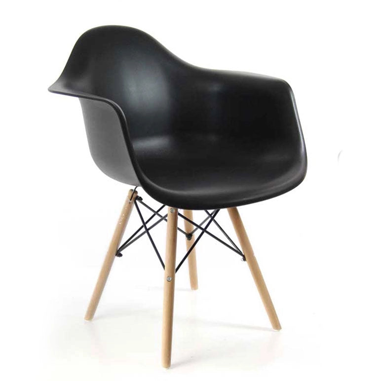 POLTRONA IN PLASTICA CON STRUTTURA IN LEGNO E METALLO 63 X 53 X 80 CM NERA