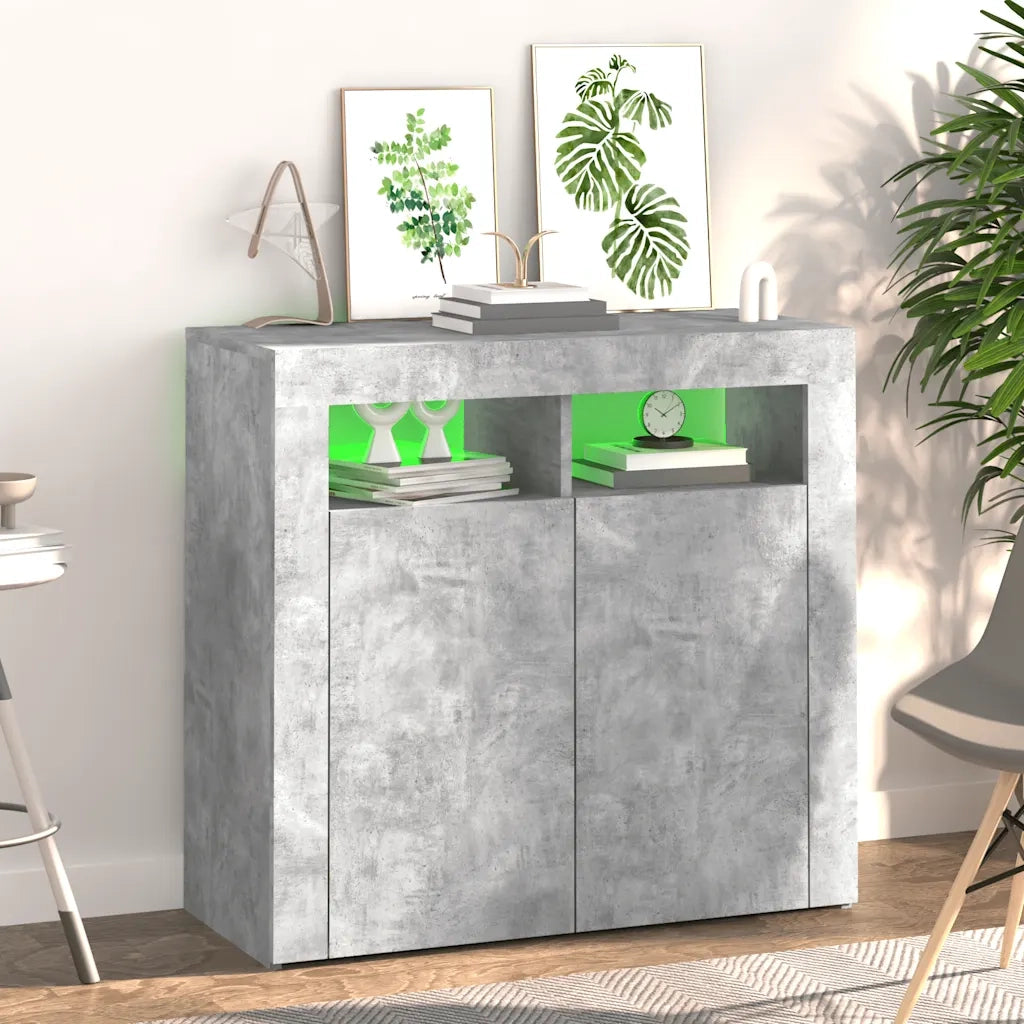 Credenza con Luci LED Grigio Cemento 80x35x75 cm 804332