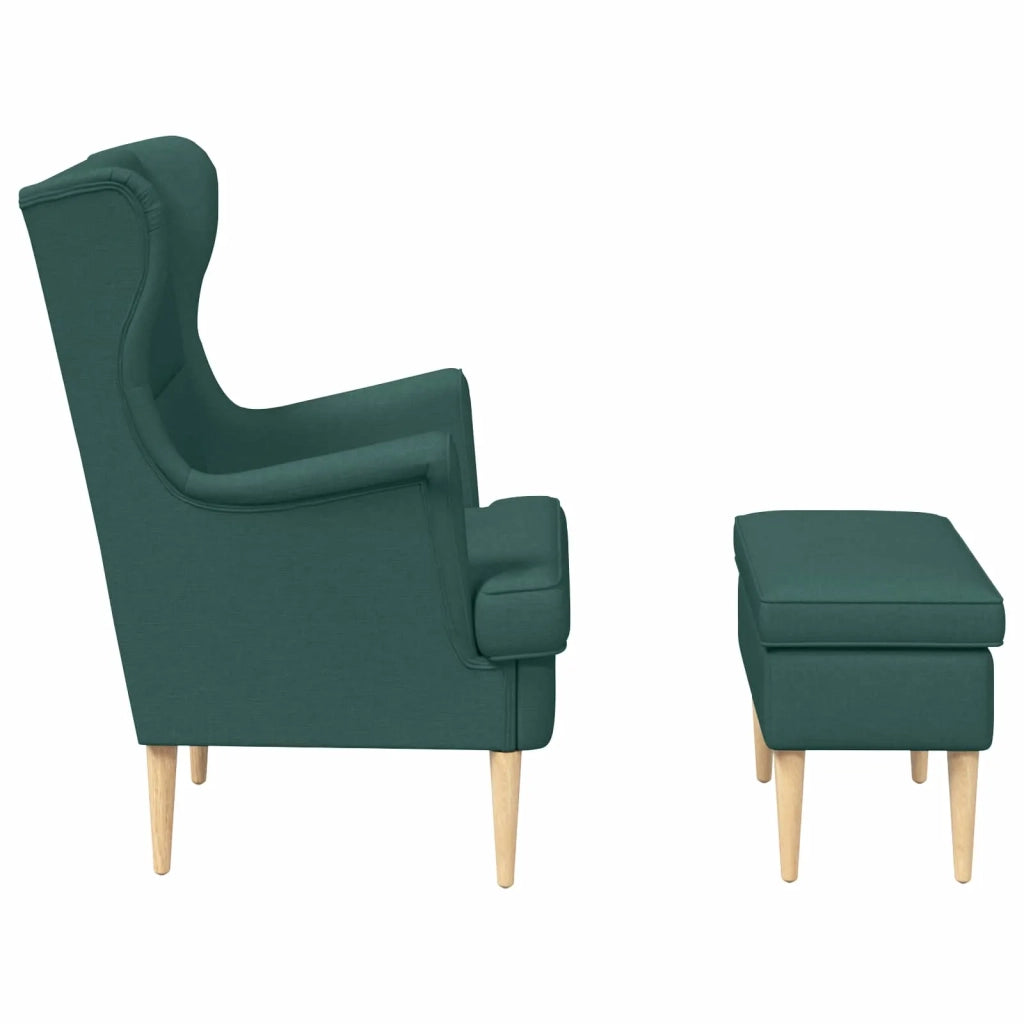 Poltrona con Ottomano 2 pz Verde Scuro Tessuto 3418804