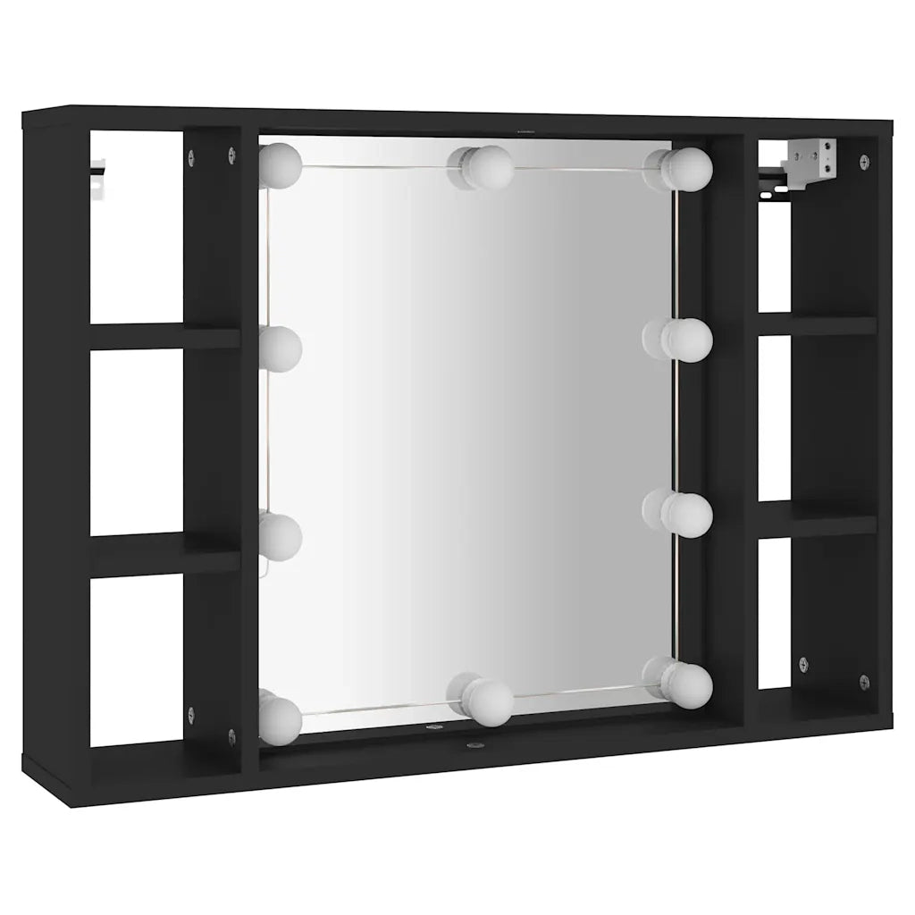 Mobile a Specchio con LED Nero 76x15x55 cm 808856
