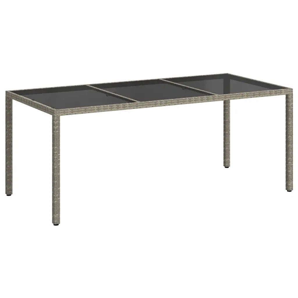 Tavolo Giardino Grigio 190x90x75 cm Vetro Temperato Polyrattan